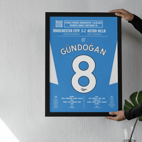 Poster du 2e but d’Ilkay Gündogan – Manchester City vs Aston Villa 2022 - Legendary Goals