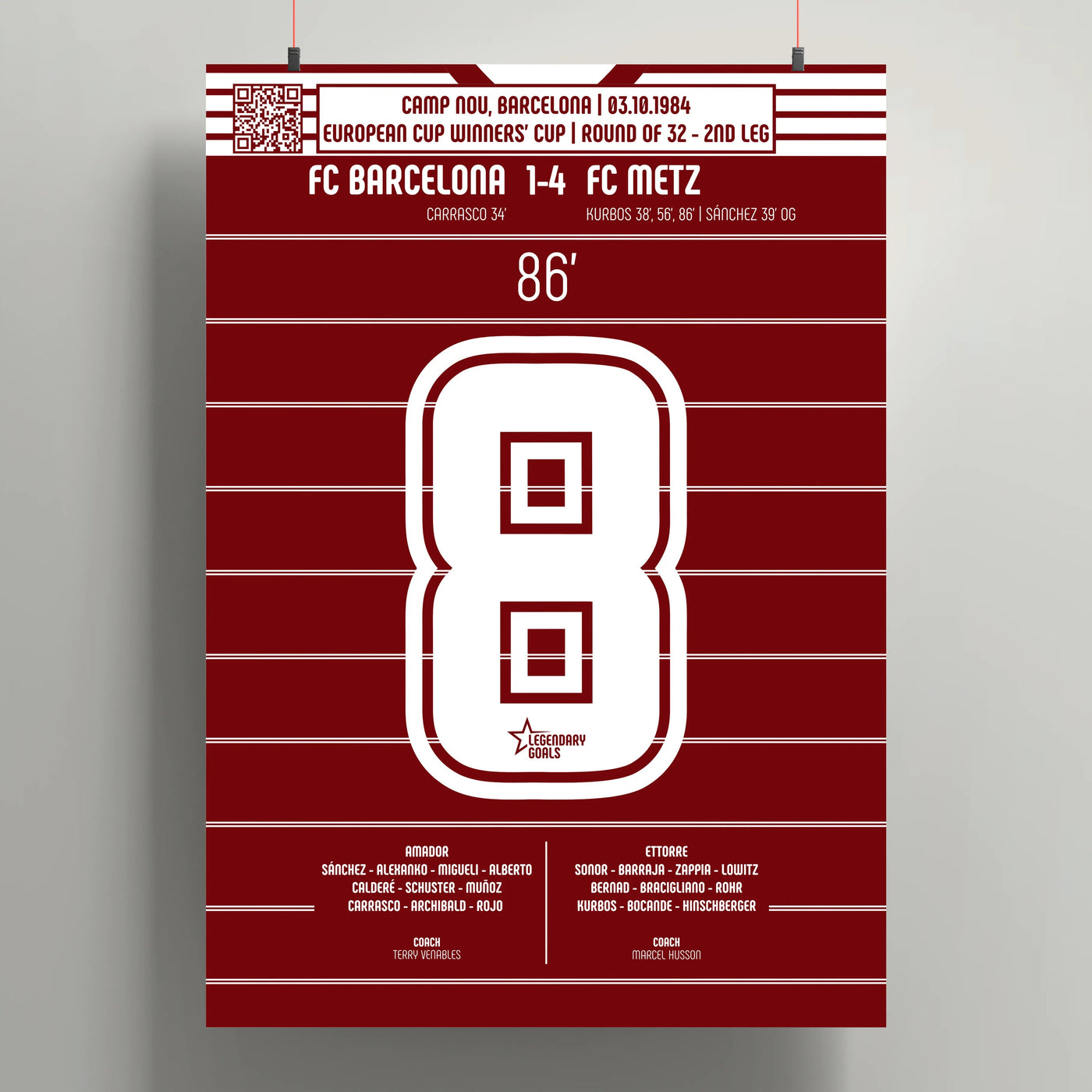 Poster du 3e but de Tony Kurbos - FC Barcelone vs FC Metz 1984