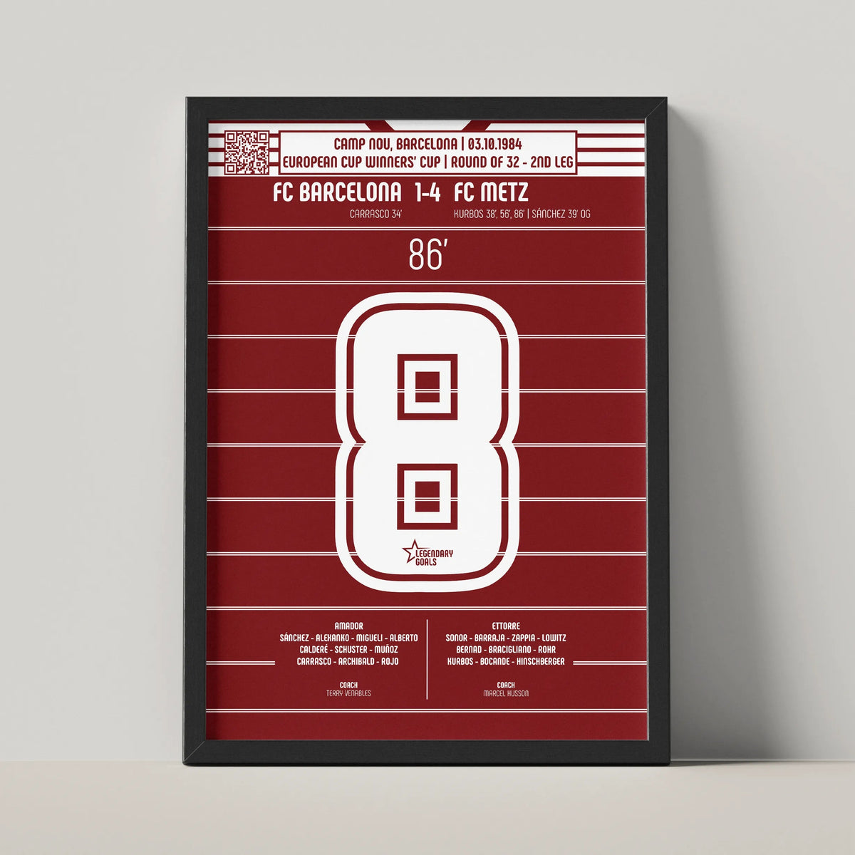 Poster du 3e but de Tony Kurbos - FC Barcelone vs FC Metz 1984 - Legendary Goals
