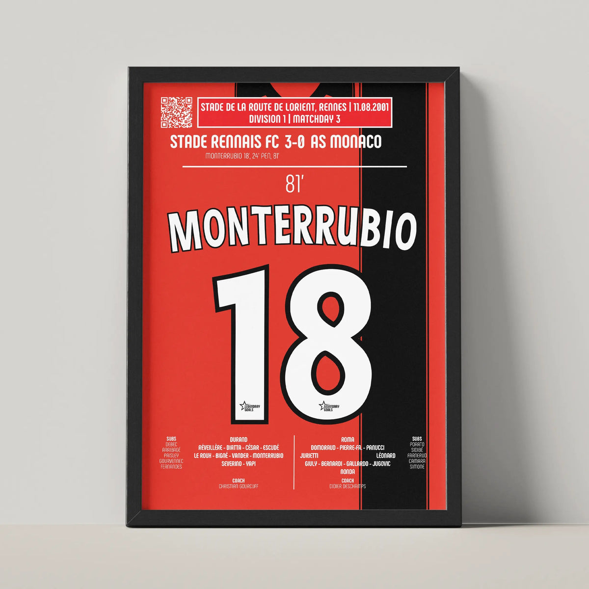 Poster du 3e but d’Olivier Monterrubio - Rennes vs Monaco 2001 - Legendary Goals