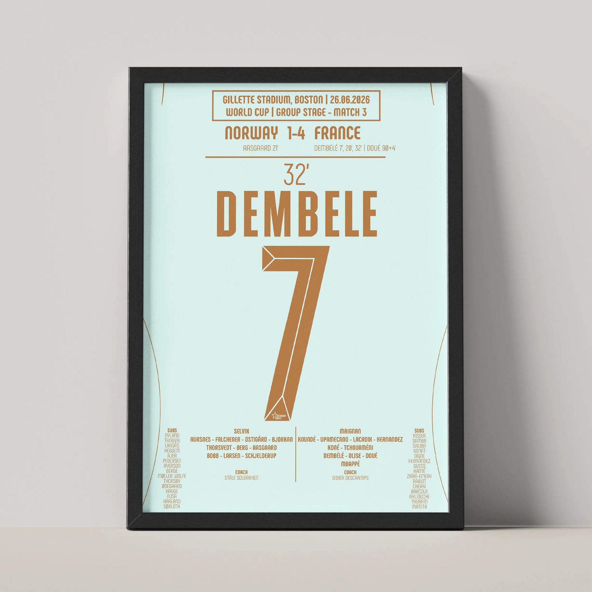 Poster du 3e but d’Ousmane Dembélé - Norvège vs France 2026 - Legendary Goals