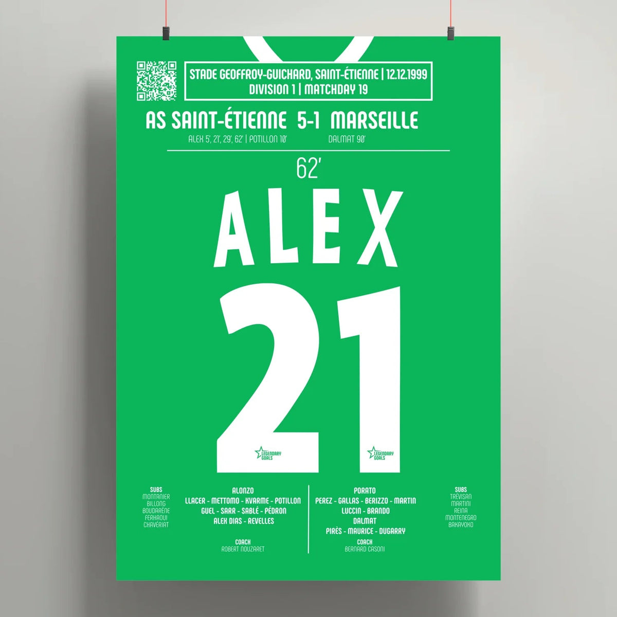 Poster du 4e but d’Alex Dias – ASSE vs OM 1999 - Legendary Goals