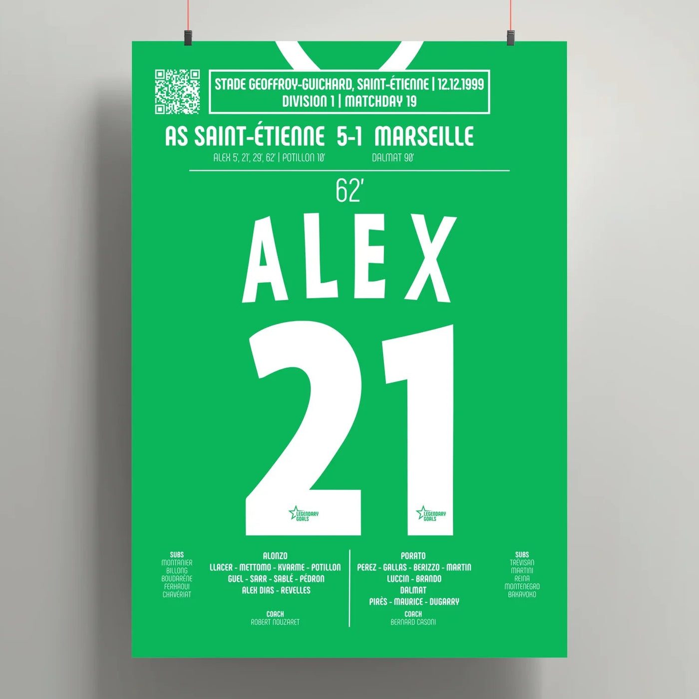 Poster du 4e but d’Alex Dias – ASSE vs OM 1999