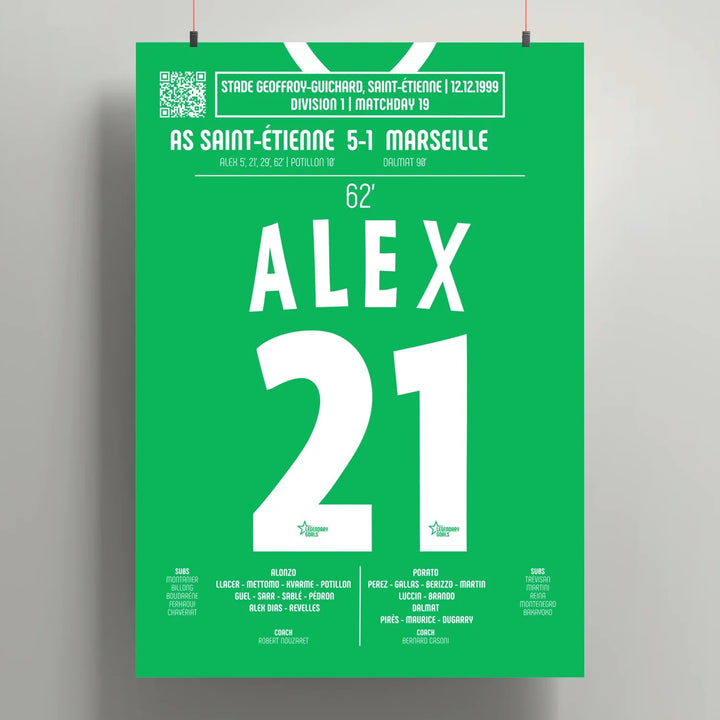 Póster del cuarto gol de Alex Dias – ASSE vs OM 1999 - Legendary Goals