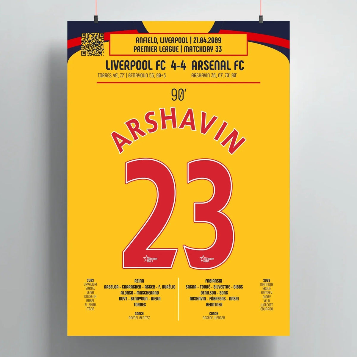 Poster du 4e but d’Andrey Arshavin – Liverpool vs Arsenal 2009 - Legendary Goals