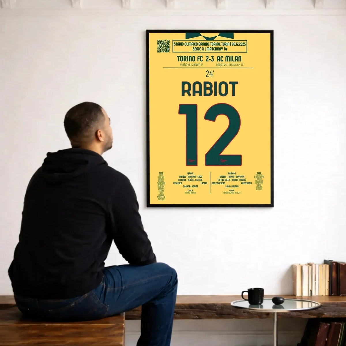 Poster du but d’Adrien Rabiot – Torino vs Milan 2025 - Legendary Goals