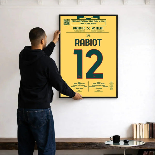 Poster du but d’Adrien Rabiot – Torino vs Milan 2025 - Legendary Goals