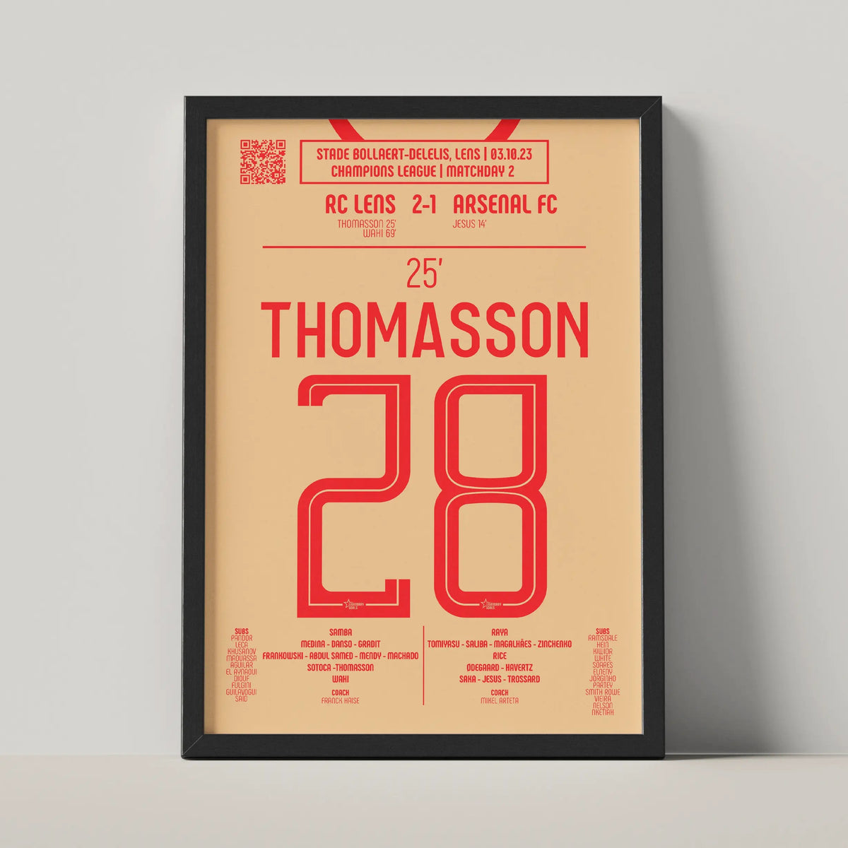 Poster du but d’Adrien Thomasson - Lens vs Arsenal 2023 - Legendary Goals