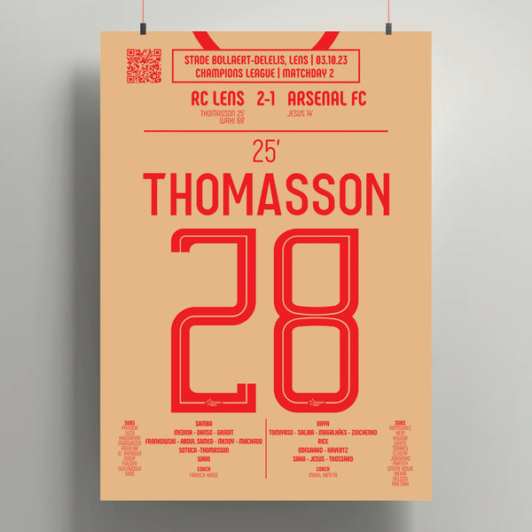 Poster du but d’Adrien Thomasson - Lens vs Arsenal 2023 - Legendary Goals