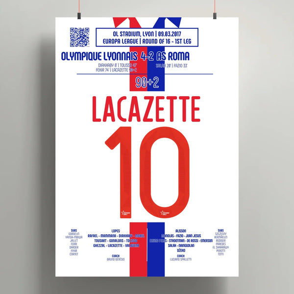 Poster du but d’Alexandre Lacazette - Lyon vs Roma 2017 - Legendary Goals
