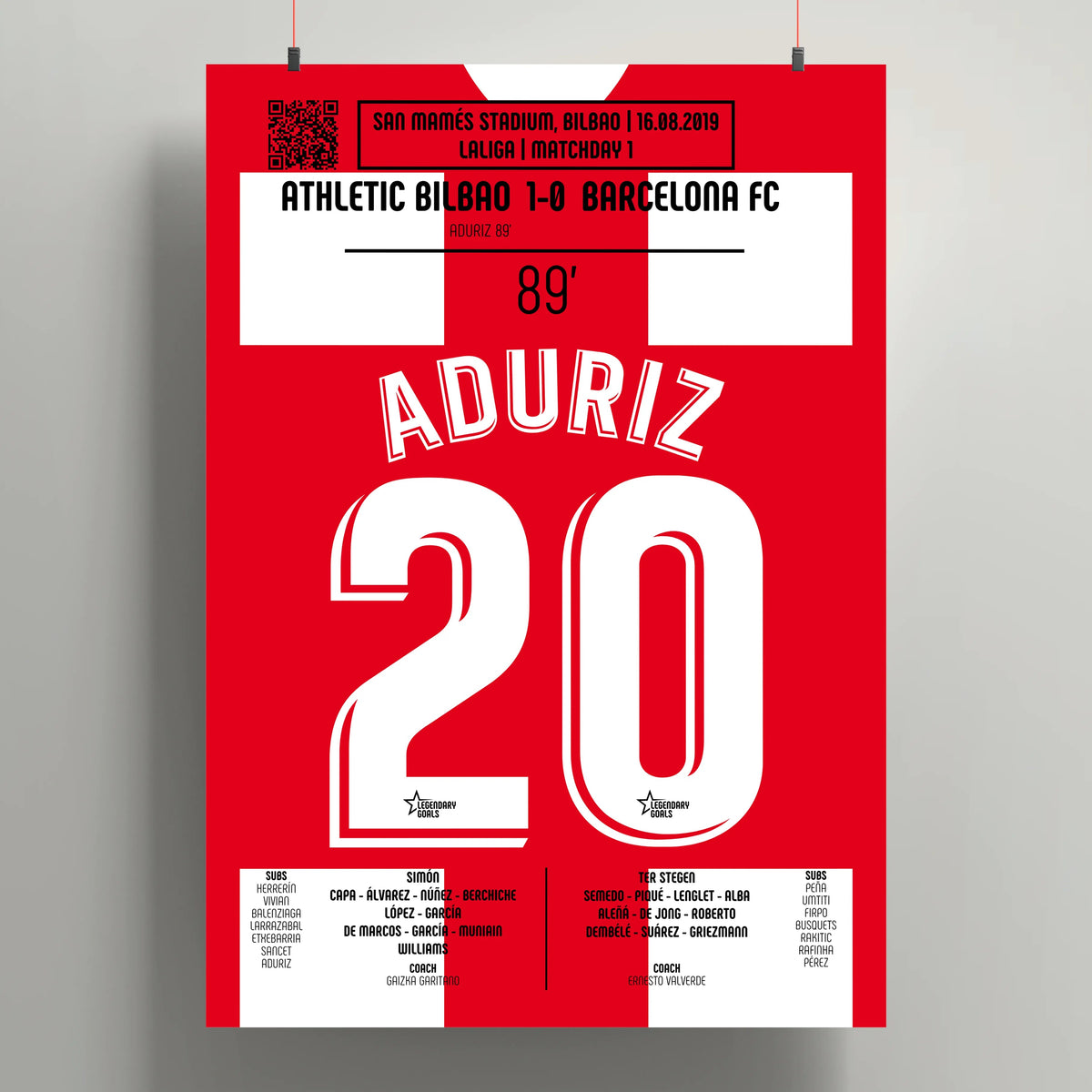 Poster du but d’Aritz Aduriz - Athletic Club vs FC Barcelone 2019 - Legendary Goals