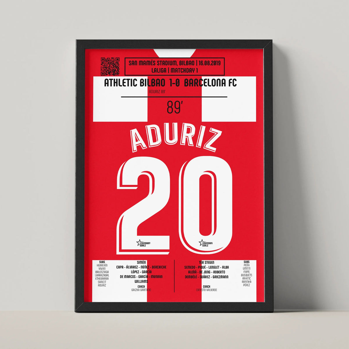 Poster du but d’Aritz Aduriz - Athletic Club vs FC Barcelone 2019 - Legendary Goals