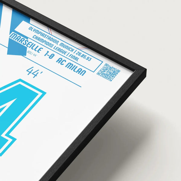 Poster du but de Basile Boli - OM vs Milan AC 1993 - Legendary Goals
