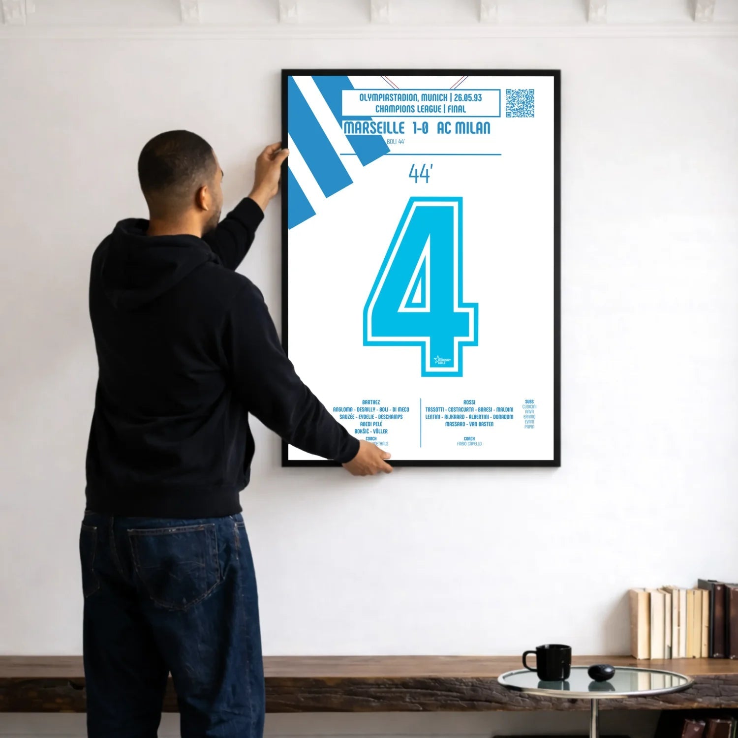 Poster du but de Basile Boli - OM vs Milan AC 1993 - Legendary Goals