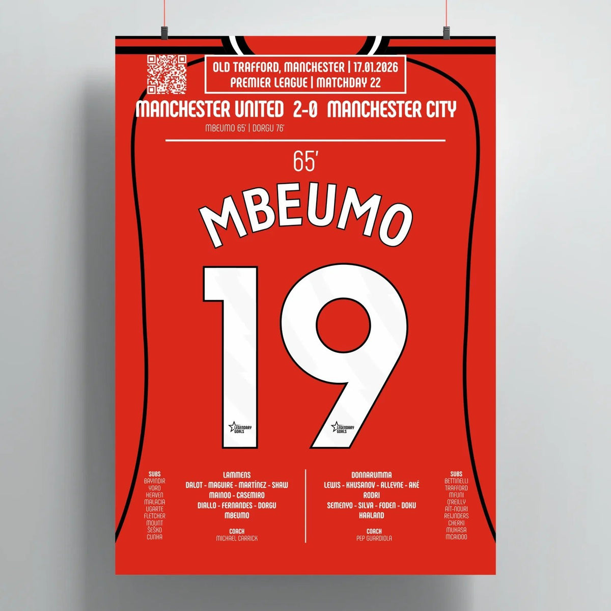 Poster du but de Bryan Mbeumo – Manchester United vs Manchester City 2026 - Legendary Goals