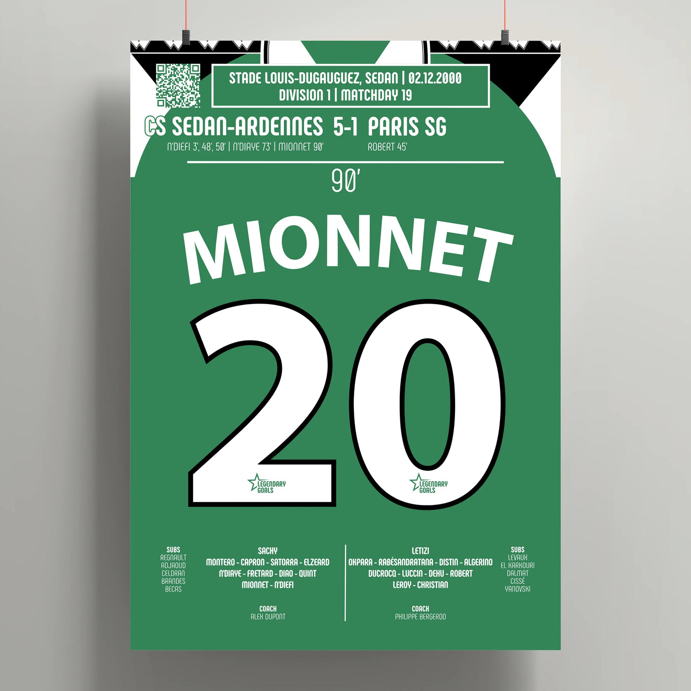 Poster du but de Cédric Mionnet – Sedan vs PSG 2000