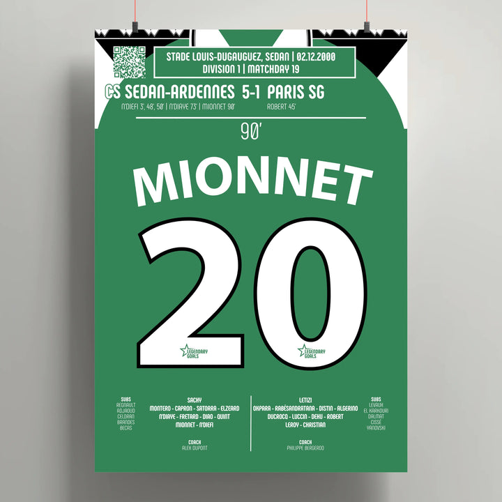 Póster del gol de Cédric Mionnet – Sedan vs PSG 2000 - Legendary Goals