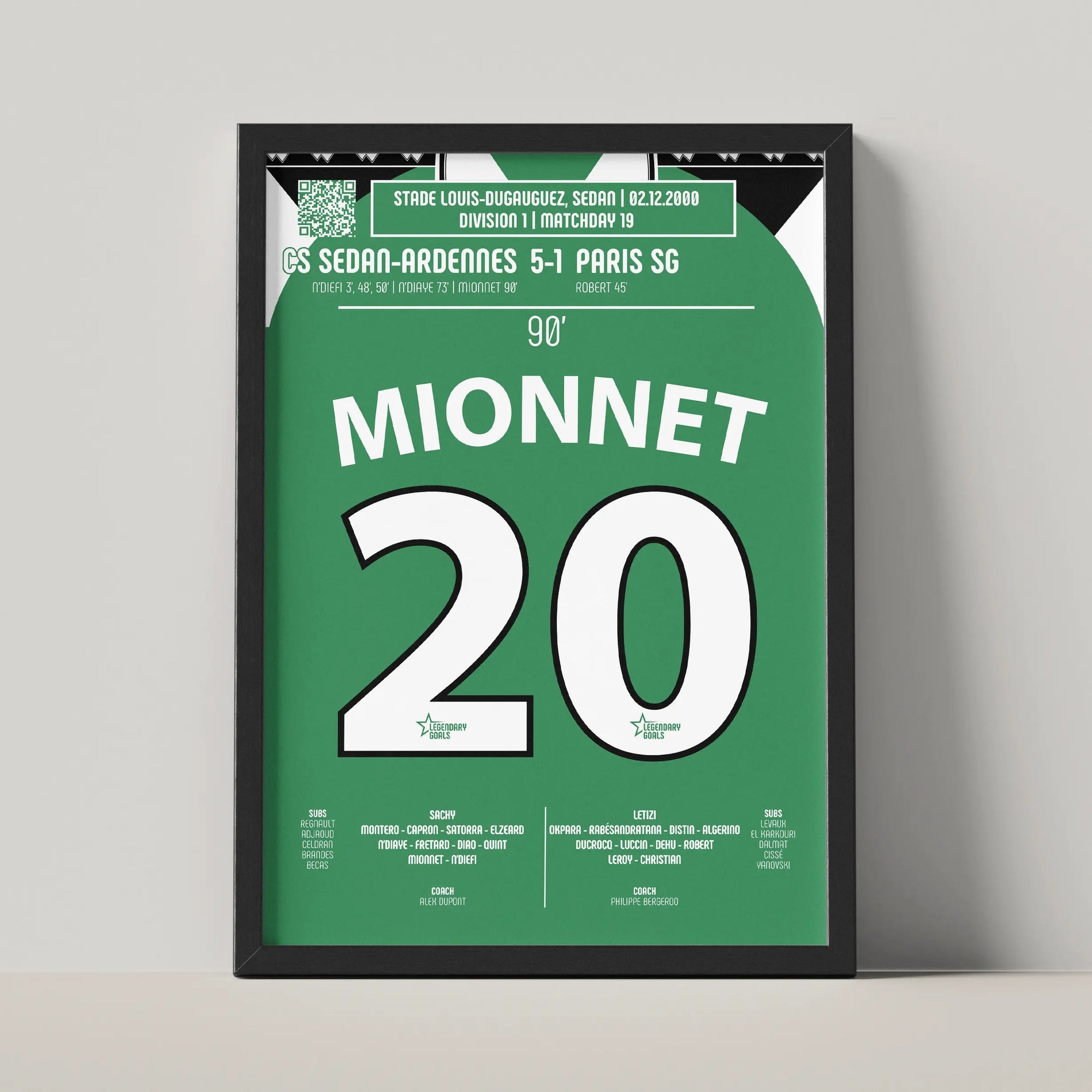 Poster du but de Cédric Mionnet – Sedan vs PSG 2000 - Legendary Goals