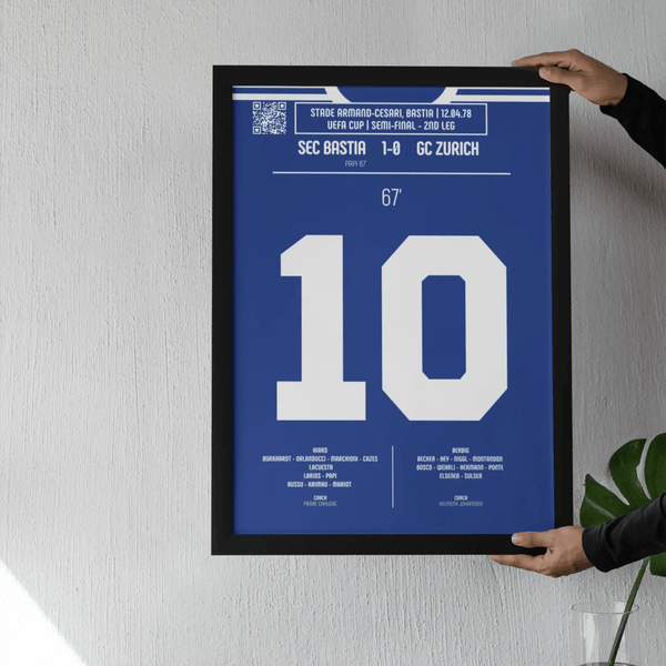 Poster du but de Claude Papi - Bastia vs Grasshopper Zurich 1978 - Legendary Goals