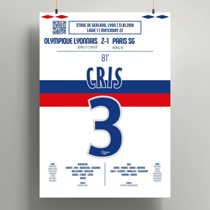 Póster del gol de Cris – Lyon vs PSG 2010 - Legendary Goals