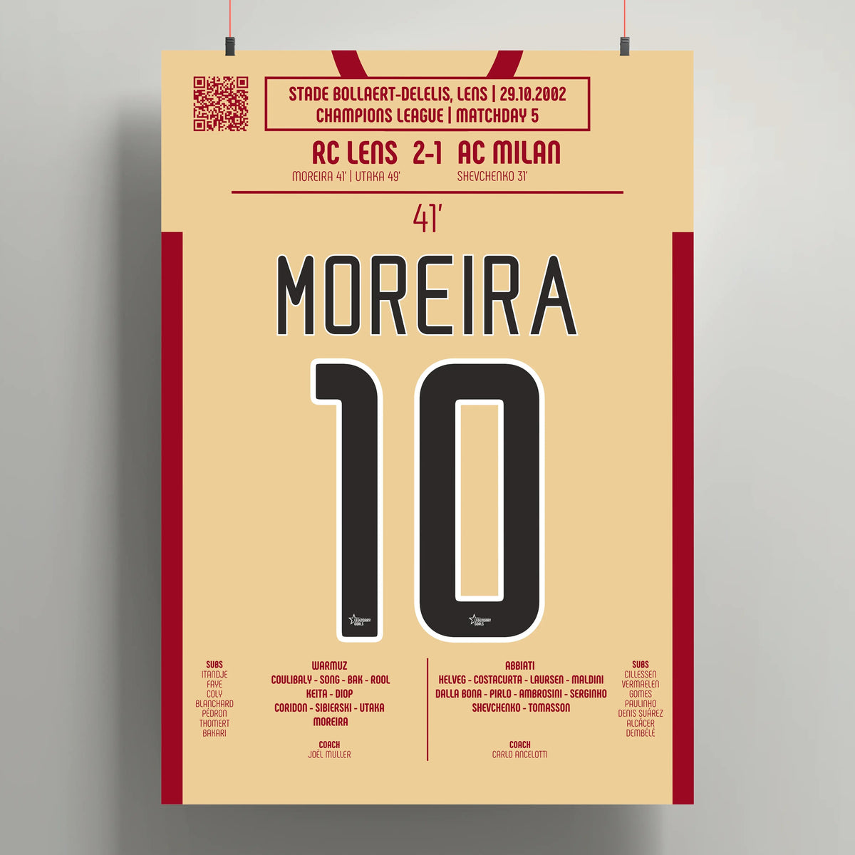 Poster du but de Daniel Moreira – Lens vs Milan 2002 - Legendary Goals