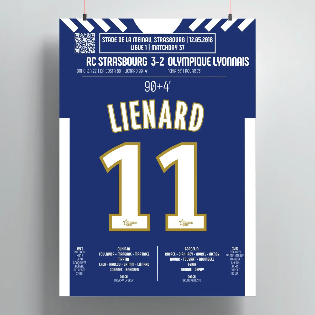 Poster du but de Dimitri Liénard – Strasbourg vs Lyon 2018 - Legendary Goals