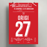 Poster du but de Divock Origi - Liverpool vs Barcelone 2019 - Legendary Goals