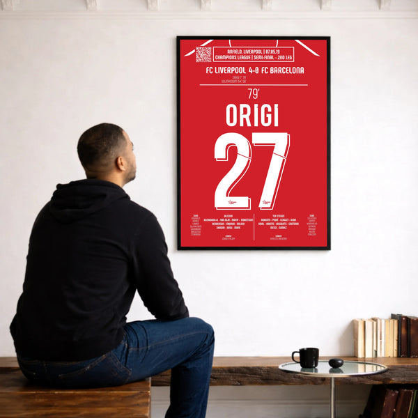 Poster du but de Divock Origi - Liverpool vs Barcelone 2019 - Legendary Goals