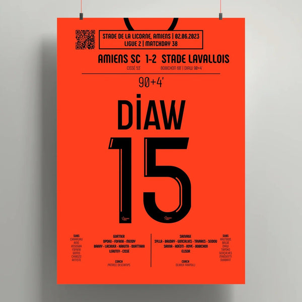 Poster du but de Djibril Diaw – Amiens vs Laval 2023 - Legendary Goals
