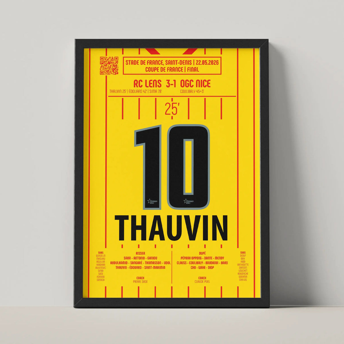 Poster du but de Florian Thauvin - Lens vs Nice 2026 - Legendary Goals