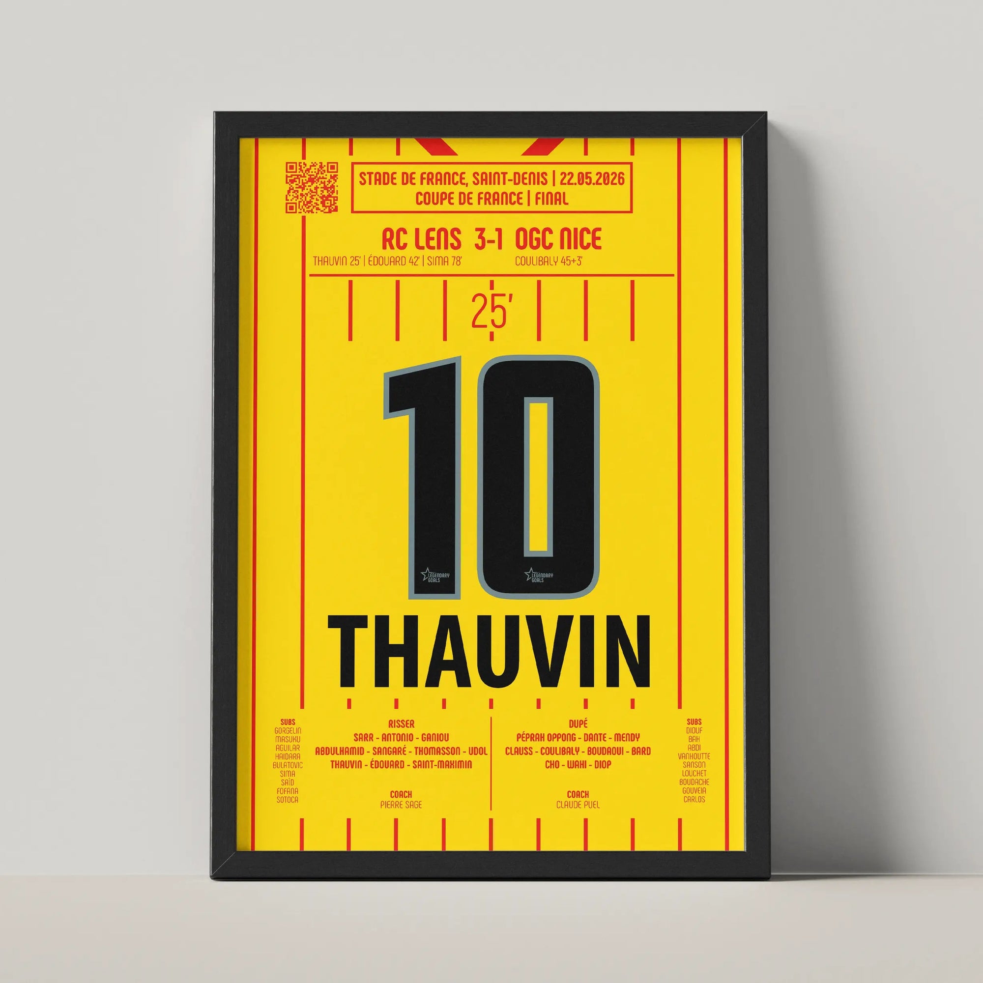 Poster du but de Florian Thauvin - Lens vs Nice 2026 - Legendary Goals