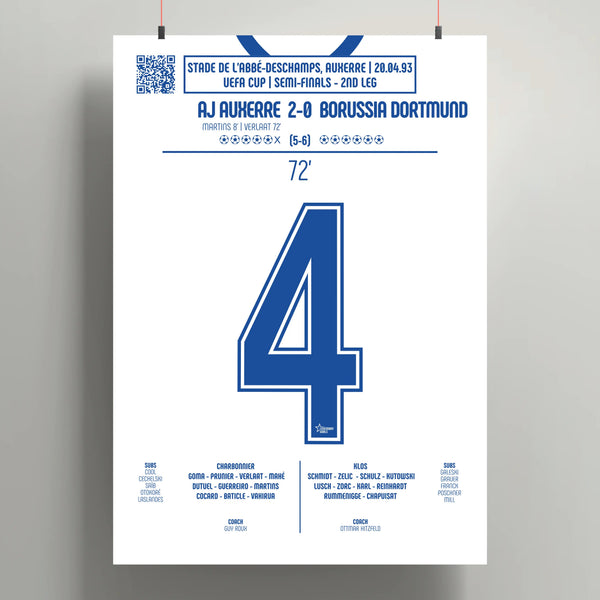 Poster du but de Frank Verlaat – Auxerre vs Dortmund 1993 - Legendary Goals