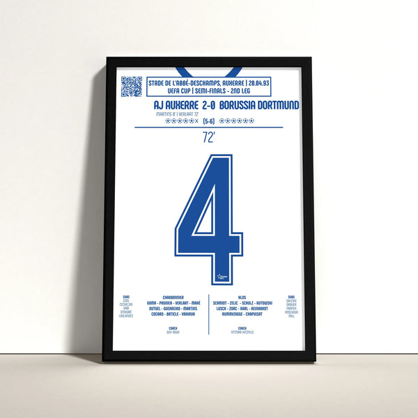 Poster du but de Frank Verlaat – Auxerre vs Dortmund 1993 - Legendary Goals