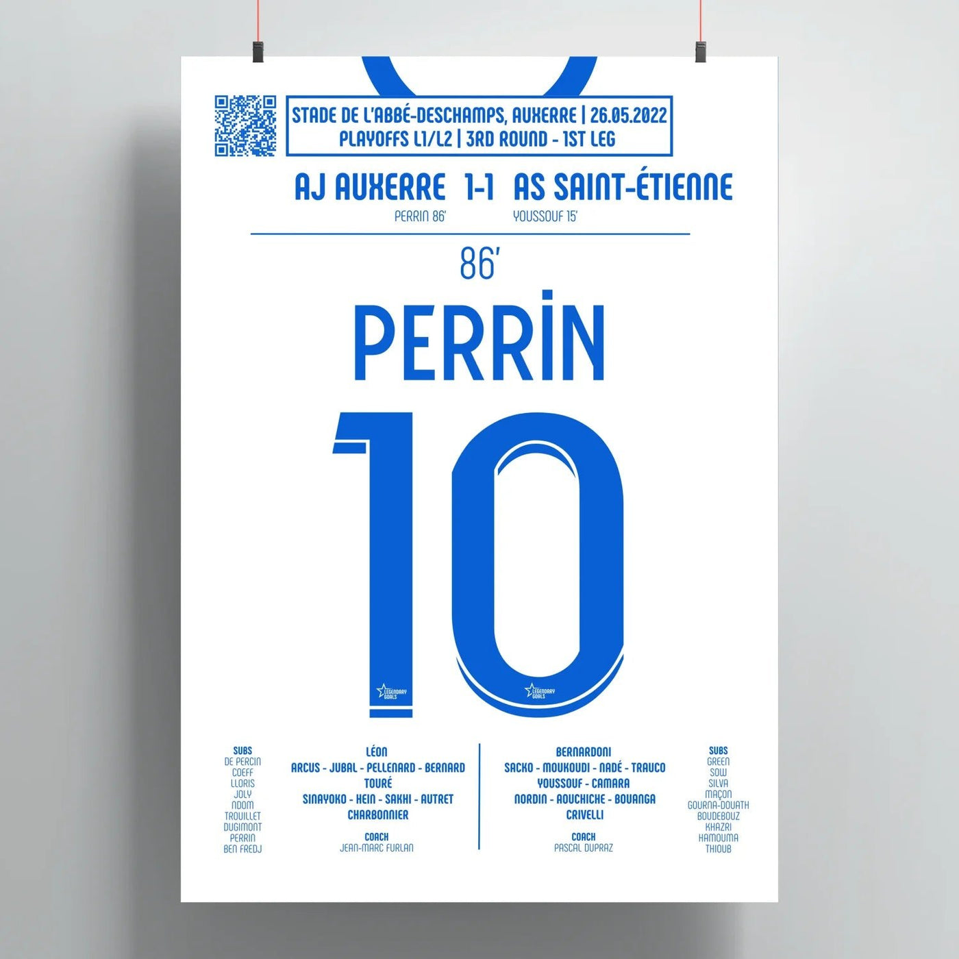Poster du but de Gaëtan Perrin – Auxerre vs AS Saint-Étienne 2022