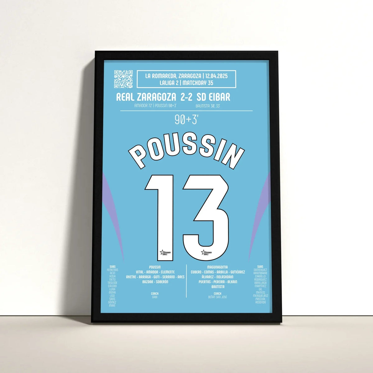 Poster du but de Gaëtan Poussin – Saragosse vs Eibar 2025 - Legendary Goals