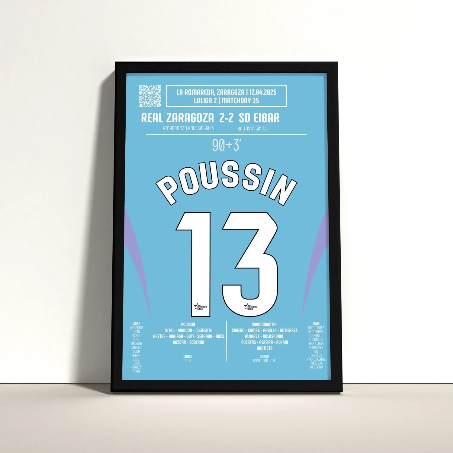 Poster du but de Gaëtan Poussin – Saragosse vs Eibar 2025 - Legendary Goals