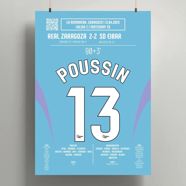 Poster du but de Gaëtan Poussin – Saragosse vs Eibar 2025 - Legendary Goals