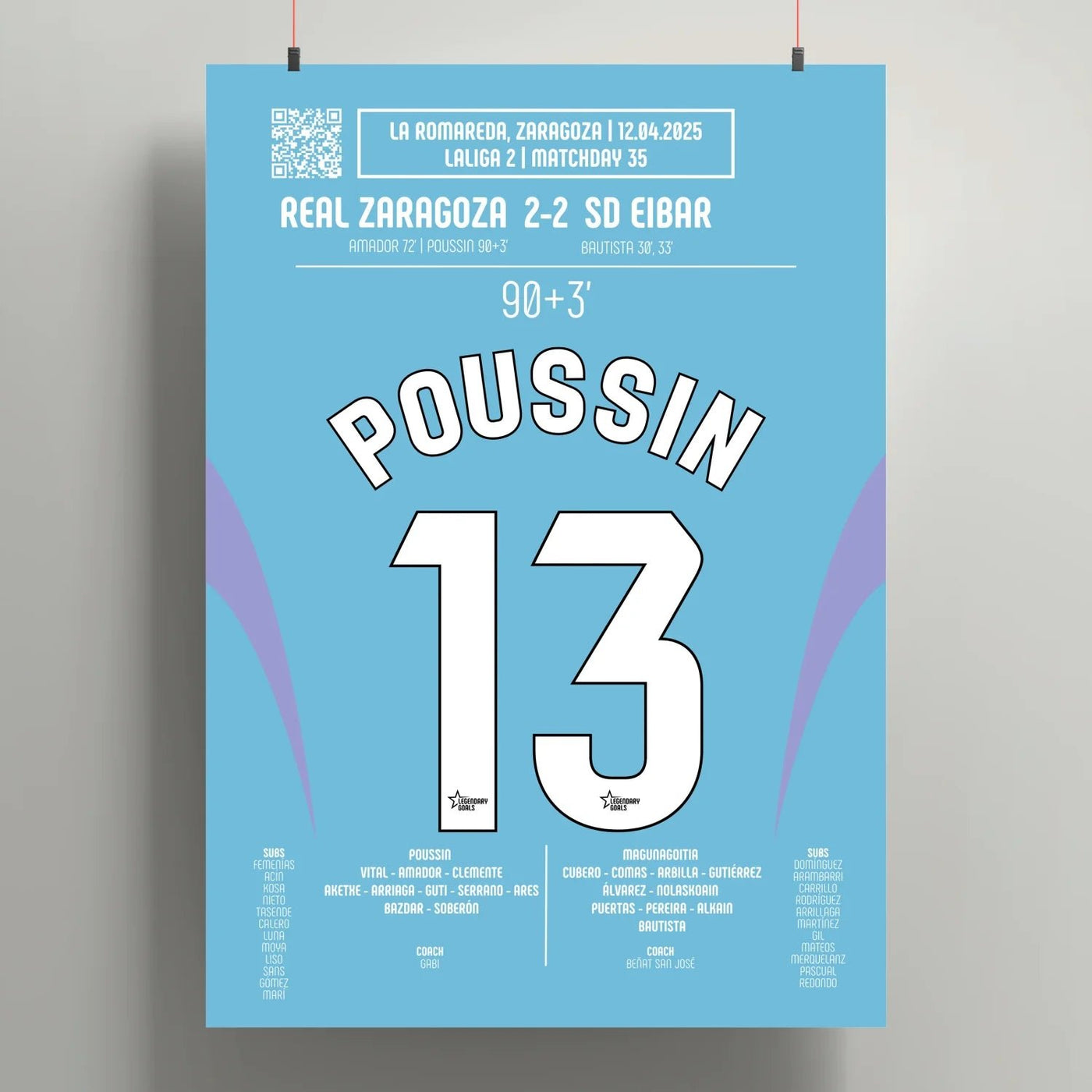 Poster du but de Gaëtan Poussin – Saragosse vs Eibar 2025
