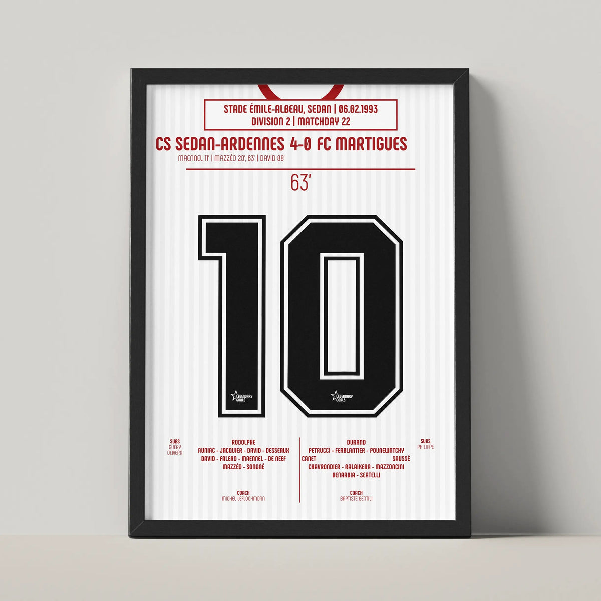 Poster du but de Jean - Louis Mazzéo - Sedan vs Martigues 1993 - Legendary Goals