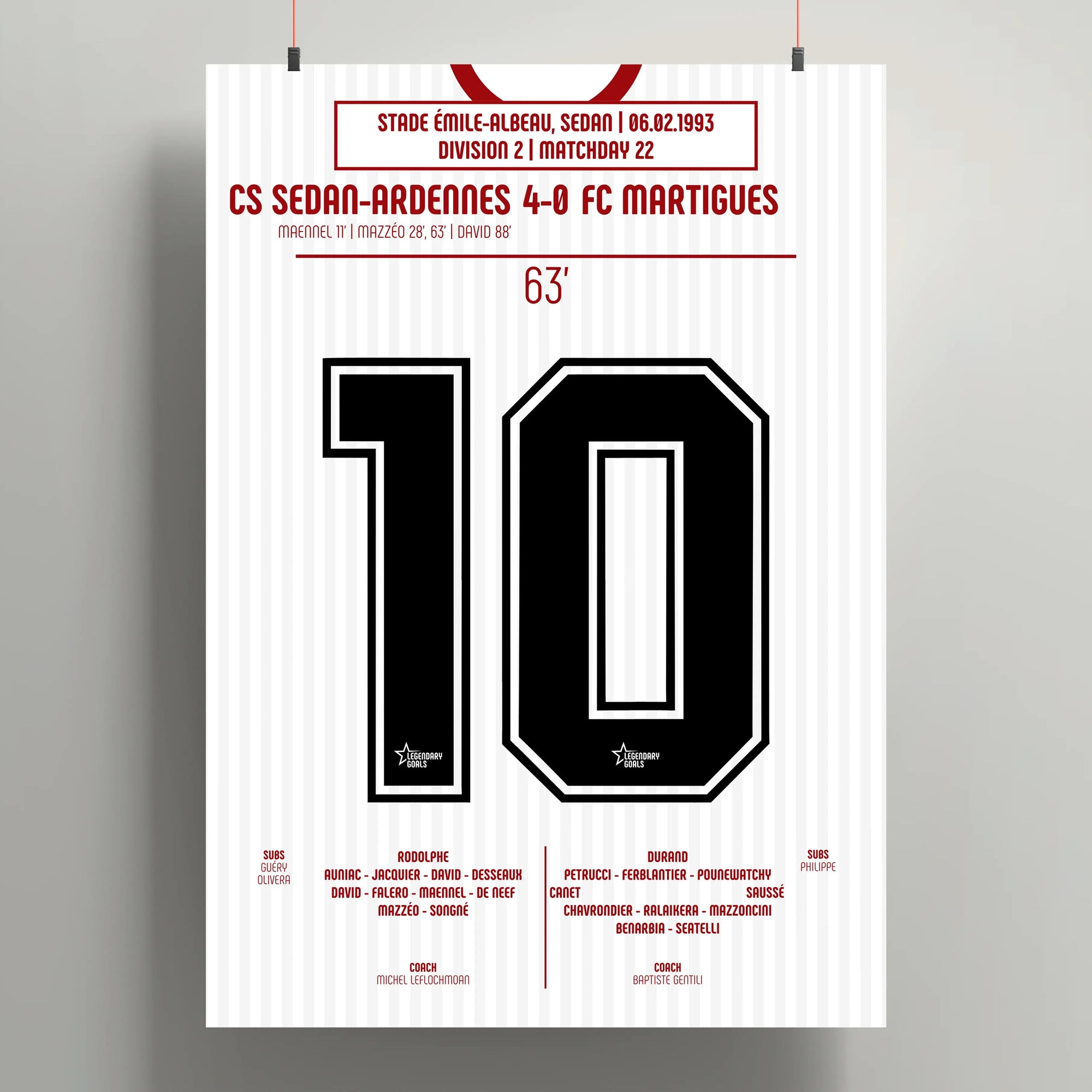 Poster du but de Jean - Louis Mazzéo - Sedan vs Martigues 1993 - Legendary Goals