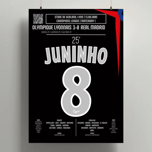 Poster du but de Juninho – Lyon vs Real Madrid 2005 - Legendary Goals