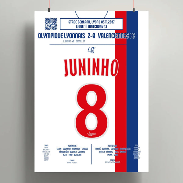Poster du but de Juninho – Lyon vs Valenciennes 2007 - Legendary Goals