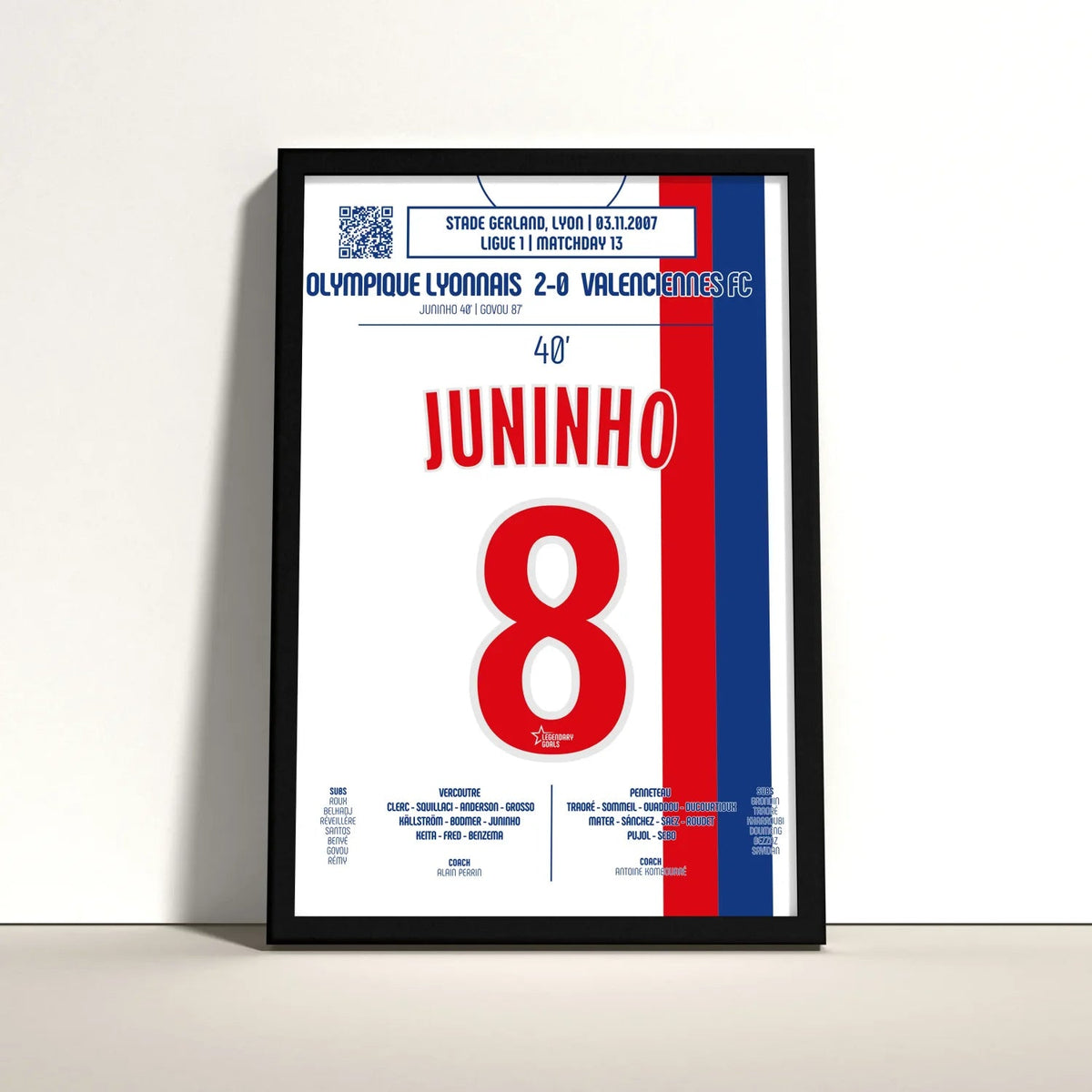 Poster du but de Juninho – Lyon vs Valenciennes 2007 - Legendary Goals
