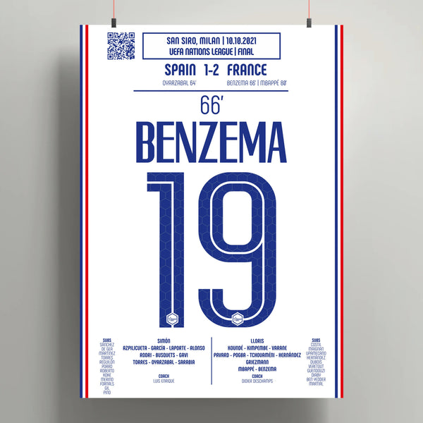 Poster du but de Karim Benzema - Espagne vs France 2021 - Legendary Goals