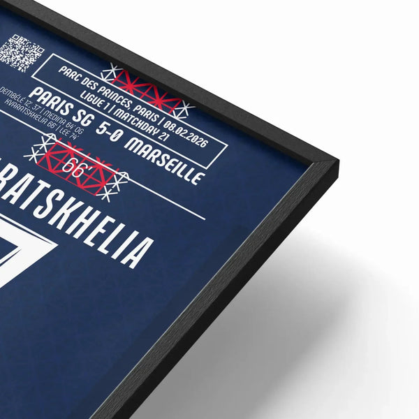 Poster du but de Khvicha Kvaratskhelia – PSG vs OM – 8 février 2026 - Legendary Goals