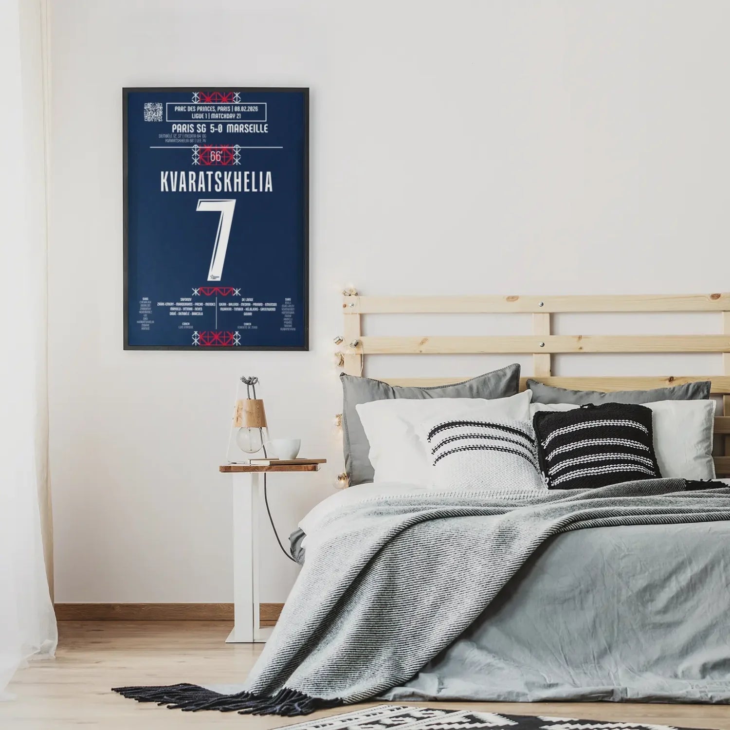 Poster du but de Khvicha Kvaratskhelia – PSG vs OM – 8 février 2026 - Legendary Goals