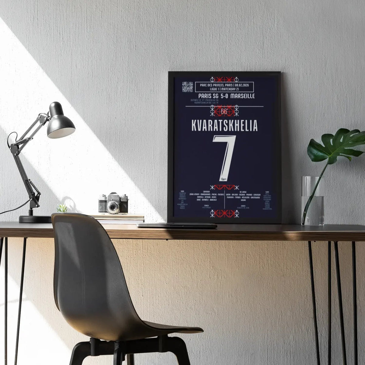Poster du but de Khvicha Kvaratskhelia – PSG vs OM – 8 février 2026 - Legendary Goals