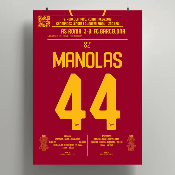 Poster du but de Kostas Manolas – Roma vs Barcelone 2018 - Legendary Goals