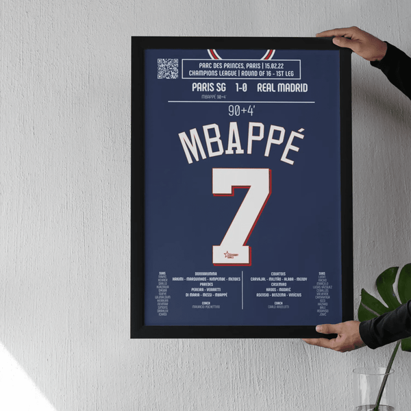 Poster du but de Kylian Mbappé – PSG vs Real Madrid 2022 - Legendary Goals