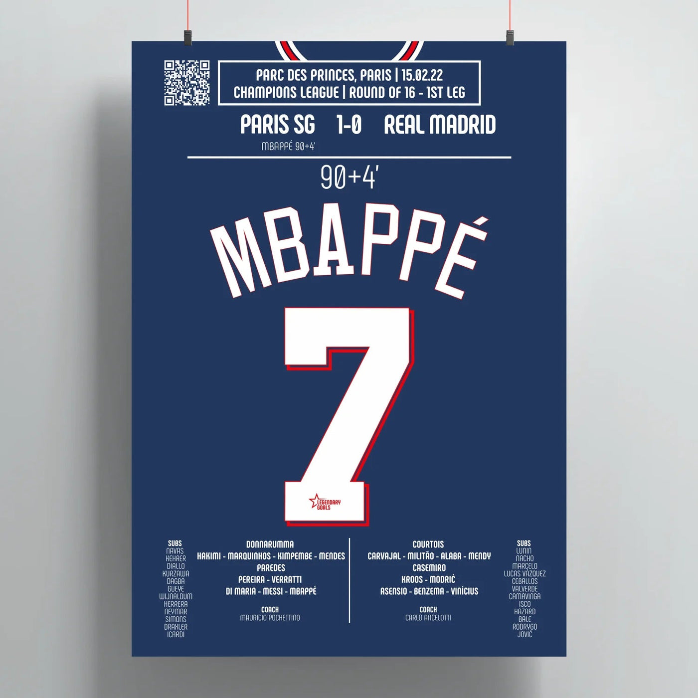 Poster du but de Kylian Mbappé – PSG vs Real Madrid 2022
